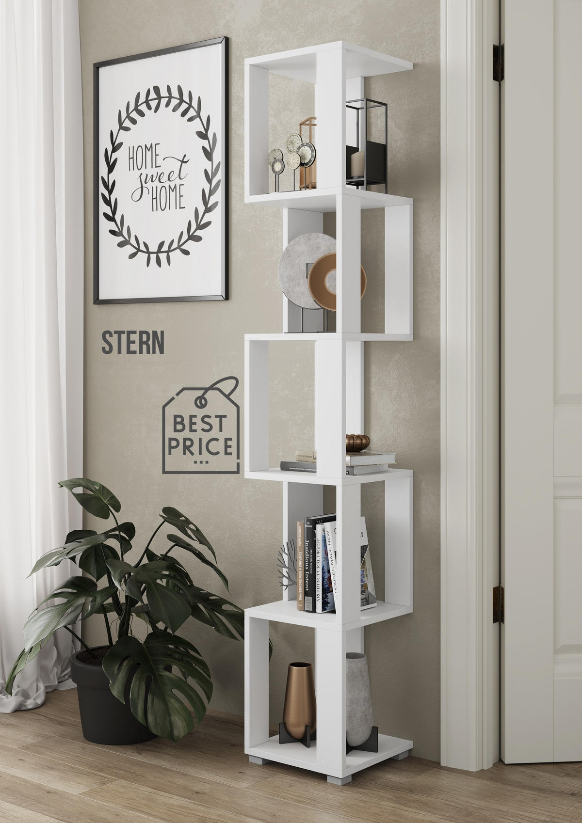 BÜCHERREGAL Weiß 29/168/29 - Weiß, Holzwerkstoff (29/168/29cm) - RAUMHIRSCH FURNITURE