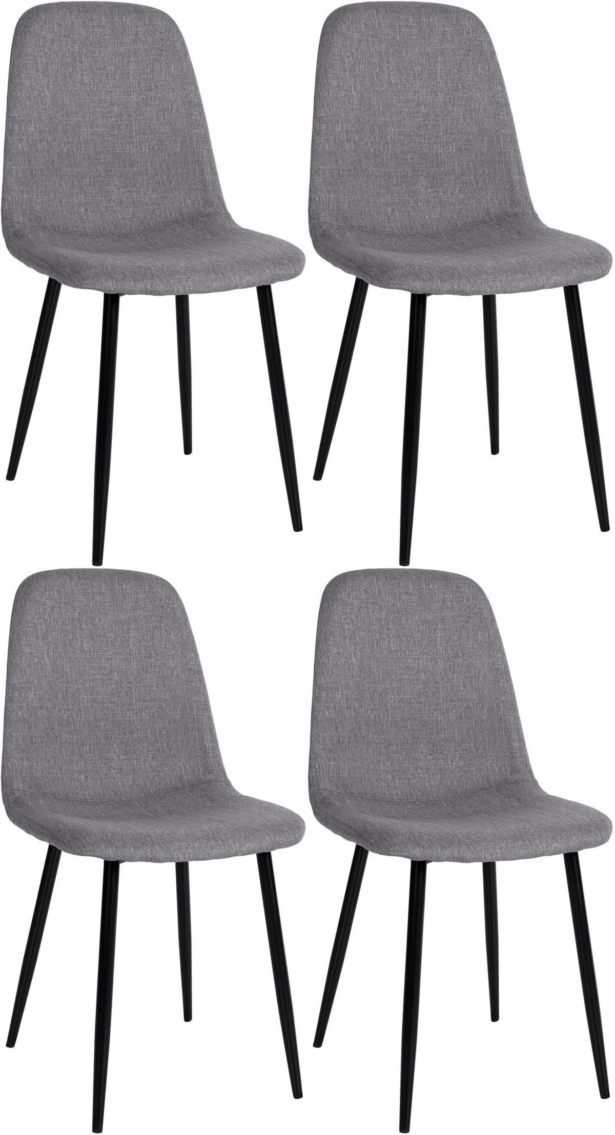 ESSZIMMERSTÜHLE 4er-Set MOVI Grau Stoff Metall 88x44x51 cm - Grau, Metall (44/88/51cm) - DELUKE