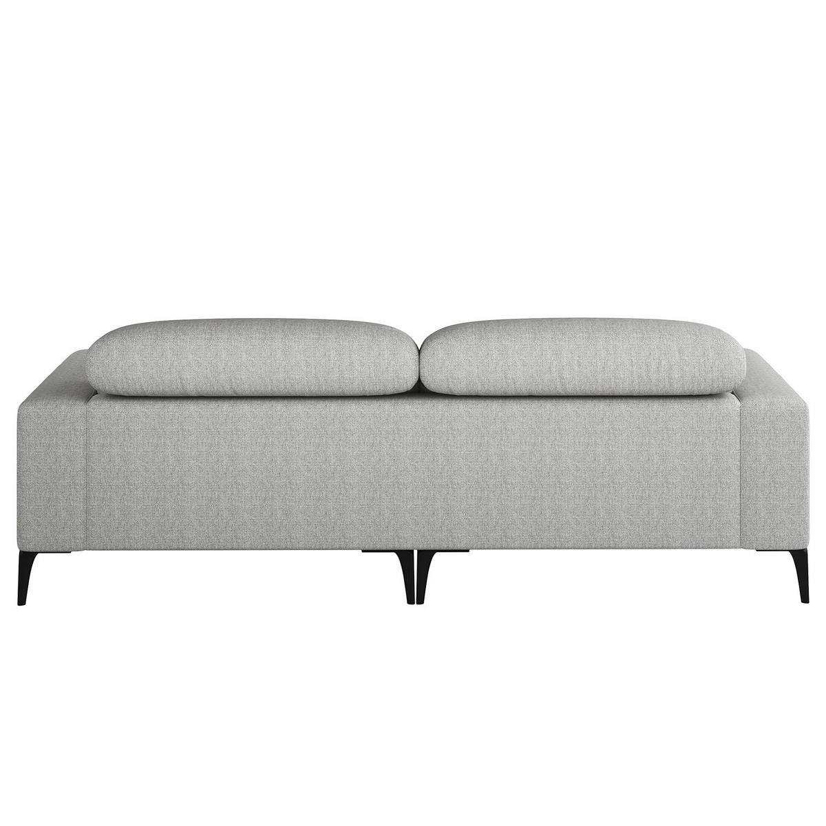 1,5-SITZER ECKSOFA mit Longchair - Hellgrau/Schwarz, Textil/Metall (232/180cm) - home24