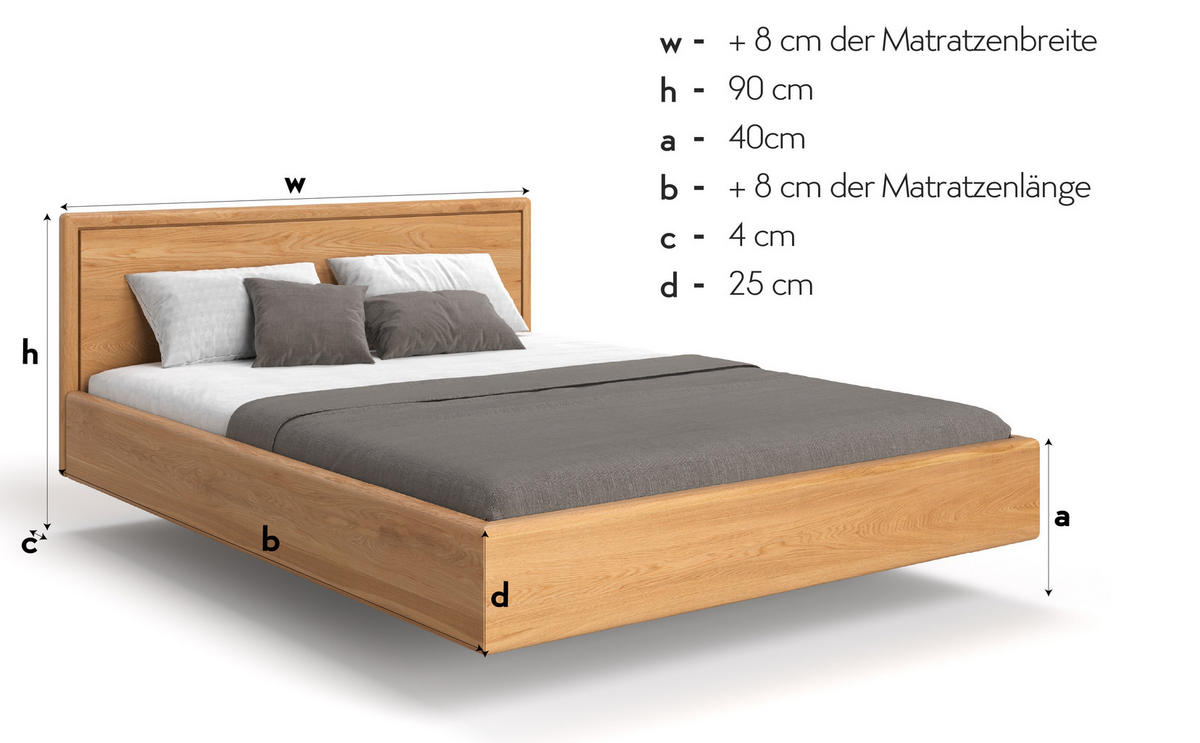 MASSIVHOLZBETT Linea aus Eiche 200x220 cm - Eichefarben/Braun, Holz (200/220cm) - Danzz