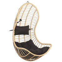 HÄNGESESSEL PE Rattan natürlich/schwarz mit Sitzkissen Pineto - Beige, Kunststoff (66/137/80cm) - Beliani