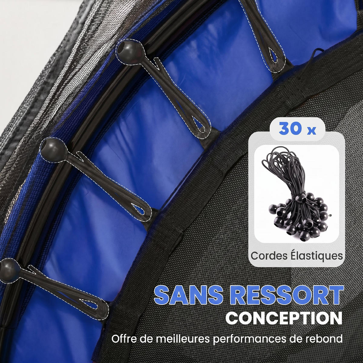 TRAMPOLIN DE-18984 Ø163 cm mit Sicherheitsnetz Blau - Blau, Metall (163/163cm) - ComfortXL