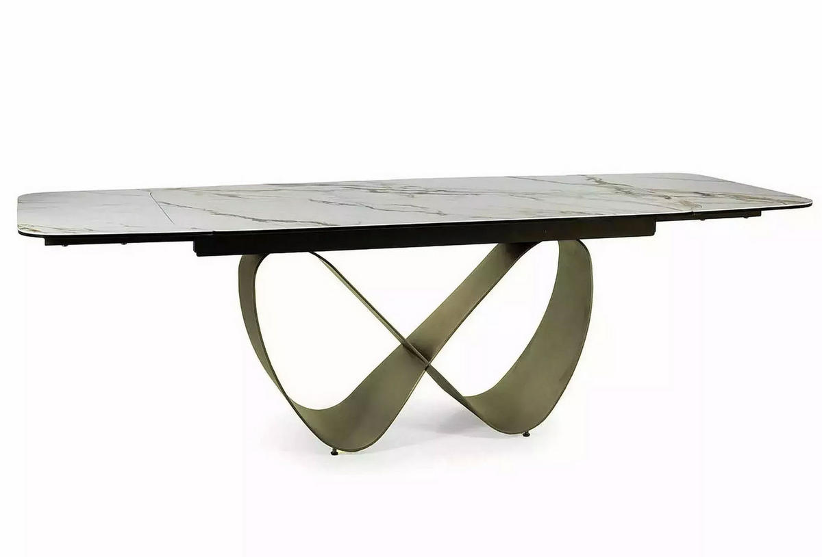 ESSTISCH Finity Weiß Marmor / Kupferfarben 160-240 / 90 / 75cm - Weiß/Kupferfarben, Holz/Metall (90/240/75cm) - Feldmann-Wohnen