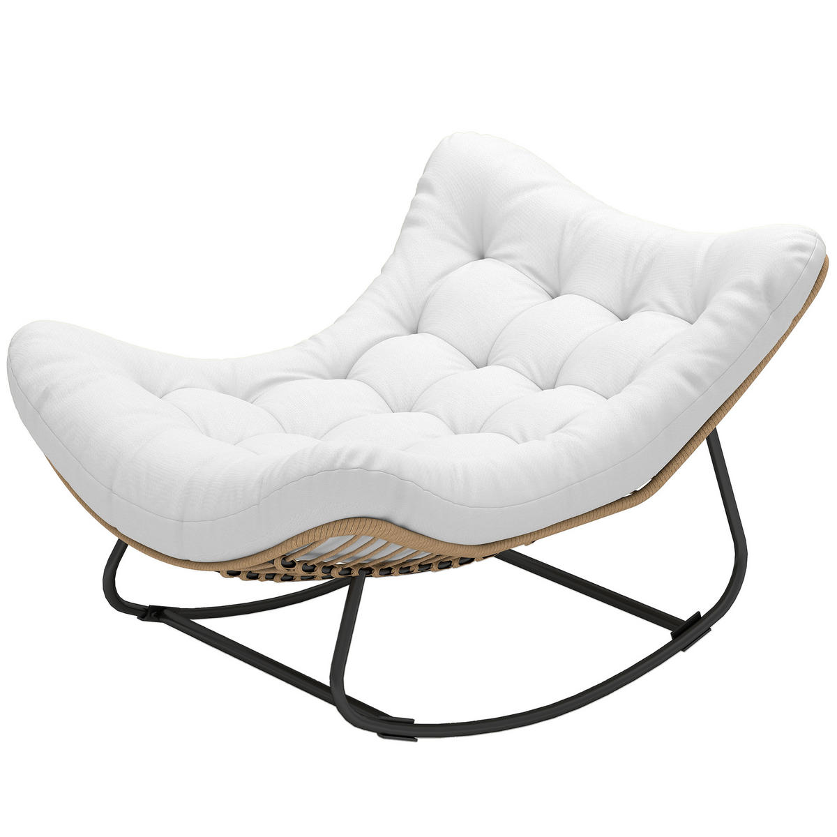 SCHAUKELLSTUHL DE-13621 eiförmig mit Polster Creme - Creme, Metall (98/74/111cm) - ComfortXL
