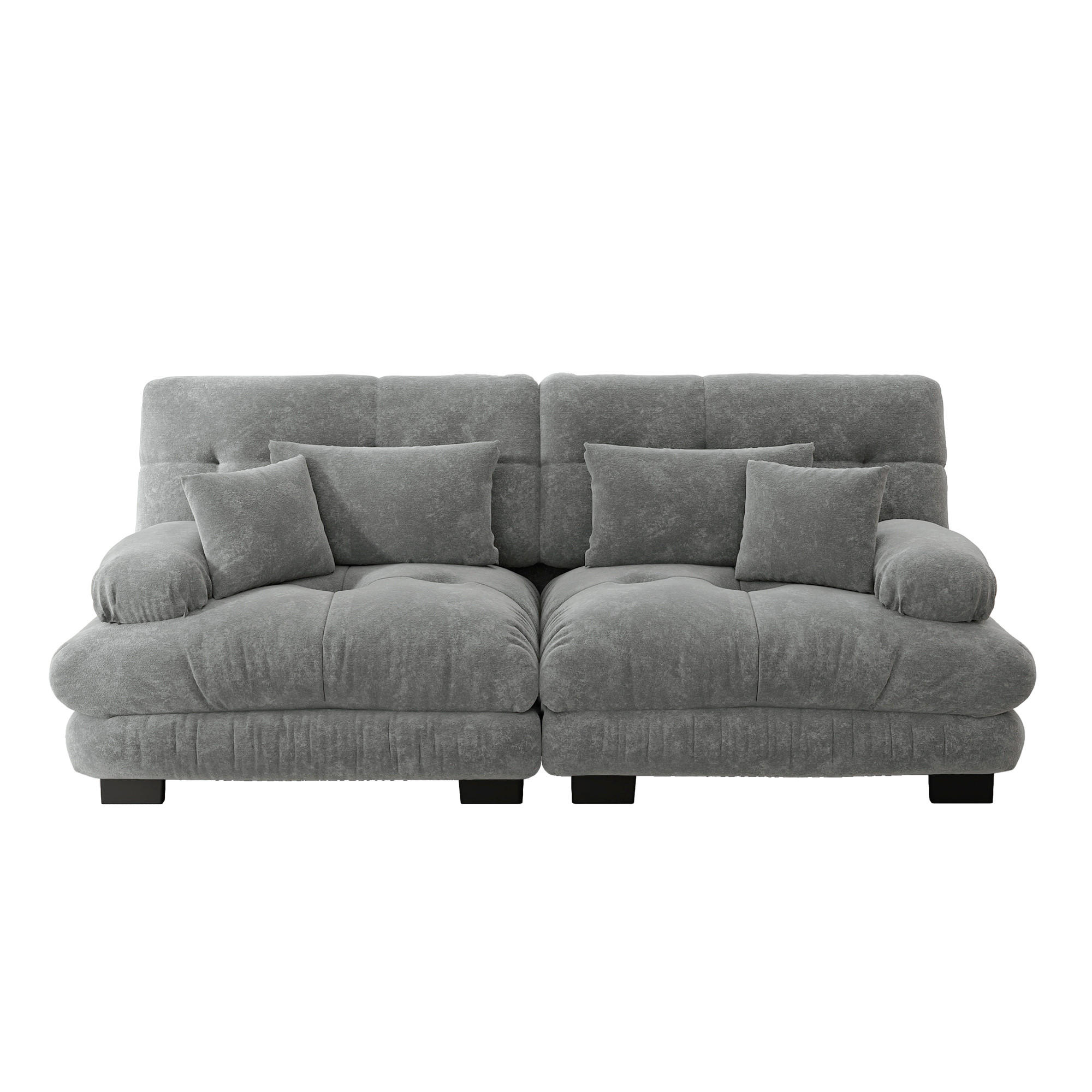 SOFA 2-Sitzer 220/77/81 cm Grau - Grau, Textil (77/81/220cm)