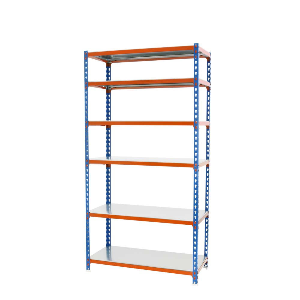 SCHWERLASTREGAL Giant Metal Shark HxBxT 250 x 120 x 40 cm Fachlast 200 kg Blau-Orange - Gelb, Metall (120/250/40cm) - PROREGAL
