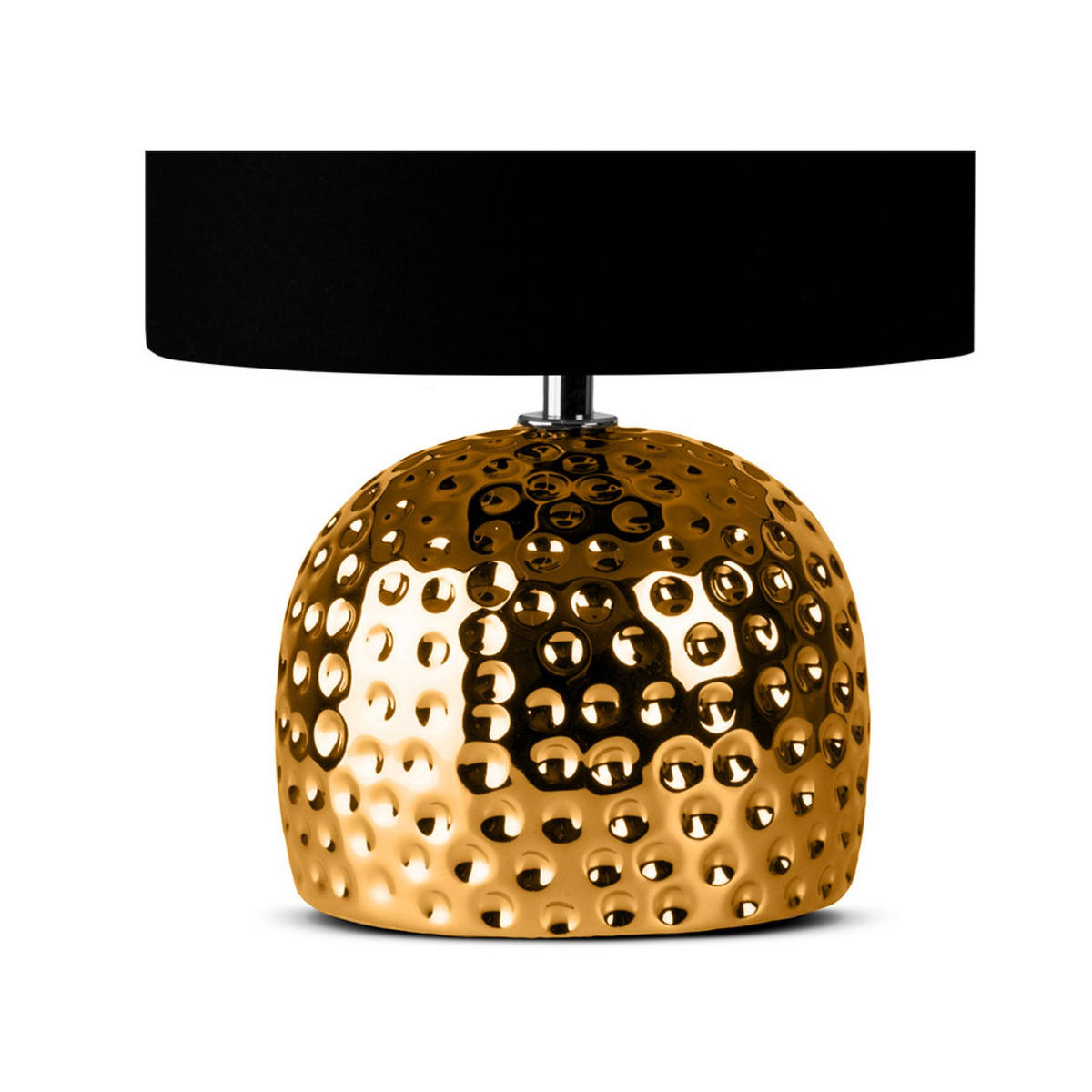 TISCHLAMPE FRAGI, Gold/Schwarz - Goldfarben/Schwarz, Keramik/Textil (21/21/30cm) - KONSIMO®