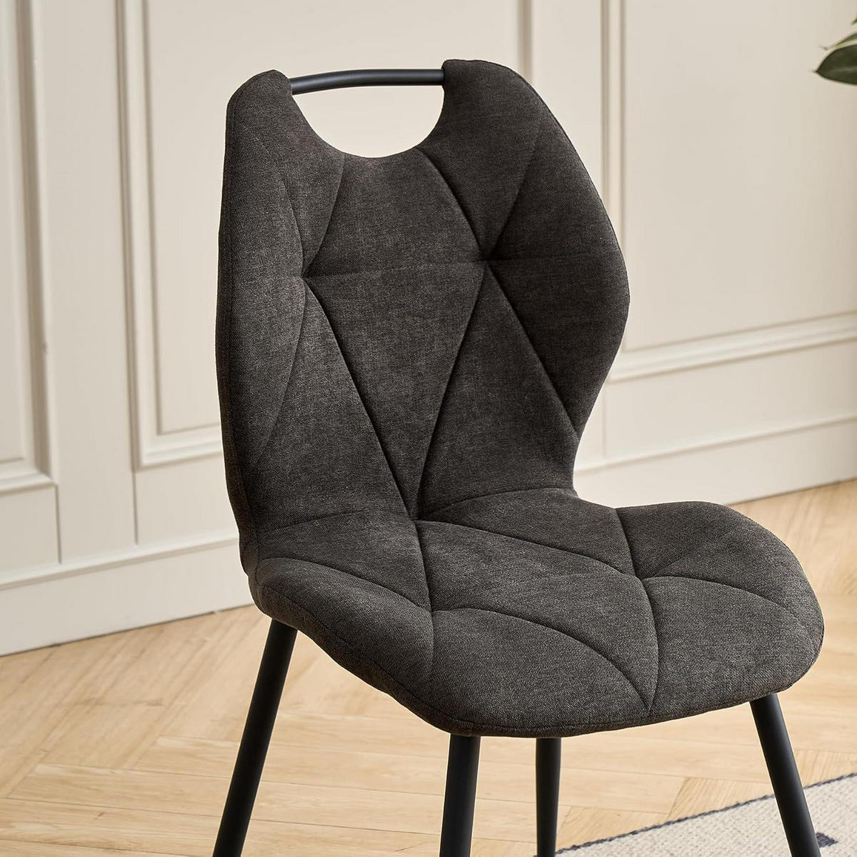 ESSZIMMERSTUHL 2er-Set Stoff Schwarz - Anthrazit, Textil (44/86/48cm)