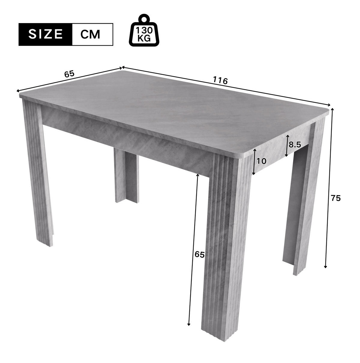 JÍDELNÍ stůl s dekorací dřevěné kresby, stabilní konstrukcí a snadnou údržbou, Šedá - šedá, kompozitní dřevo (116/65/75cm) - Redom