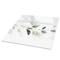 TISCHPLATTE 50x50 cm – Blätter der Eleganz - Weiß, Glas (0.4/50/50cm) - Wallfluent