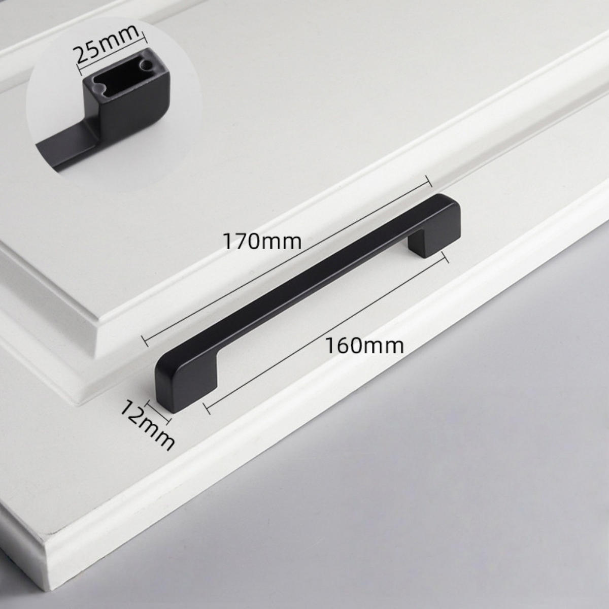 MÖBELGRIFF Schwarz 10er-Set 160 mm - Schwarz, Metall (1.2/16/1.2cm)