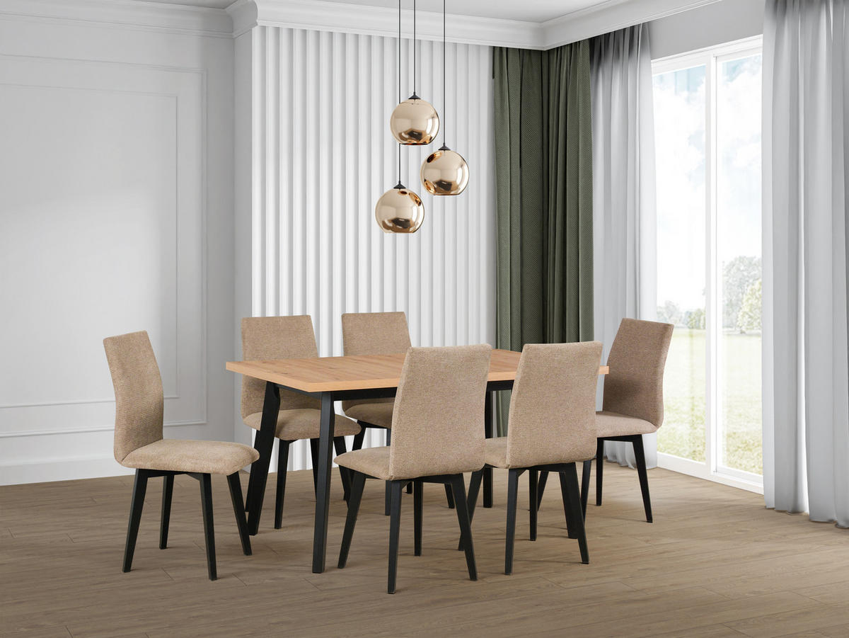 STUHL 2er Set Luna 2, schwarz - Schwarz/Mokka, Holz (43/90/41cm) - Leaf Design