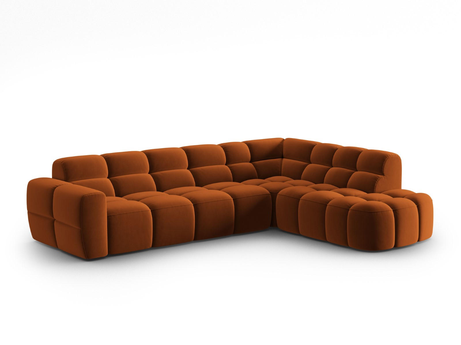 ECKSOFA rechts Lisa aus Samt terrakotta 5 Sitzplätze - Terracotta, Textil (234/293cm) - Micadoni