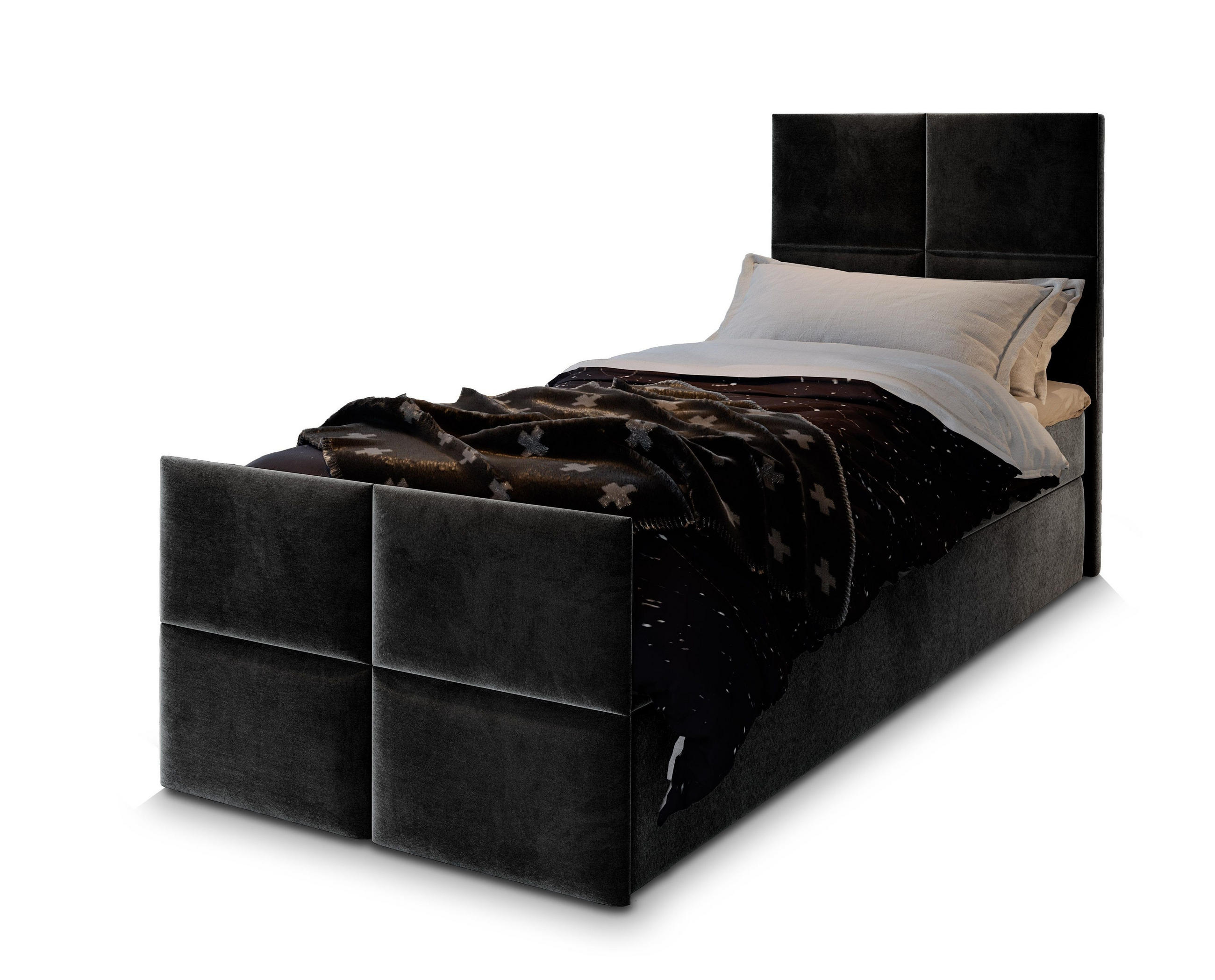 POSTEL BOXSPRING ARIEL 90x200 cm, s matrací a úložným prostorem, černá - černá, kompozitní dřevo/textil (90/200cm) - MASSENO