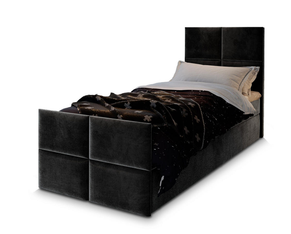 POSTEL BOXSPRING ARIEL 100x200 cm, s matrací a úložným prostorem, černá - černá, kompozitní dřevo/textil (100/200cm) - MASSENO