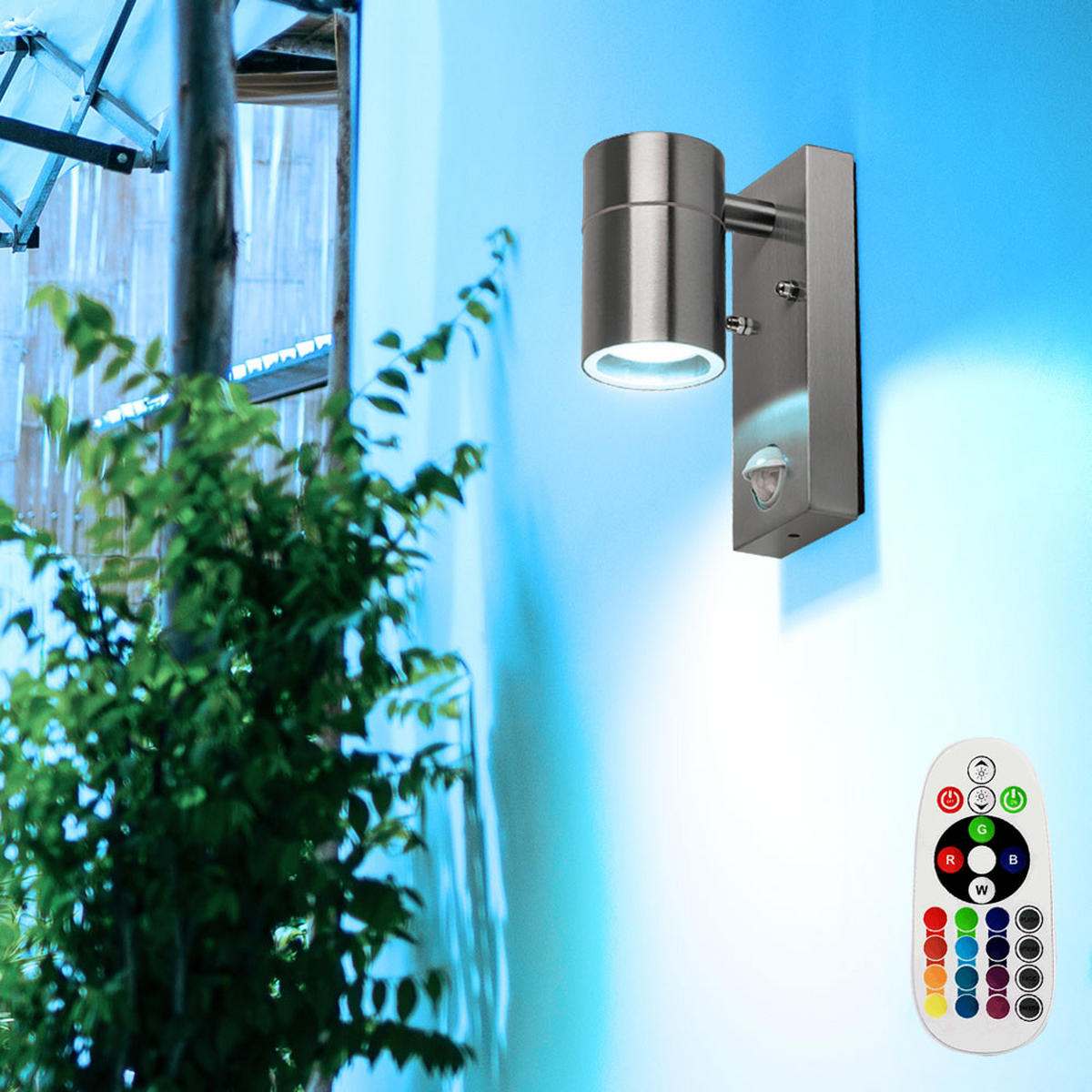 LED AUSSEN-WANDLEUCHTE Silber mit Bewegungsmelder - Silberfarben, Glas (6.7/16.3/11cm)