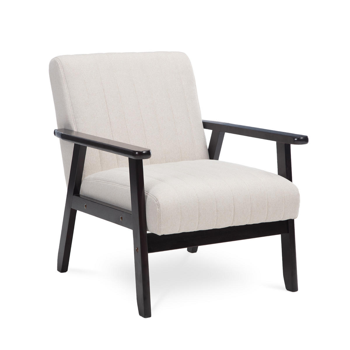VINTAGE-HOLZSESSEL Erik beige Stoff - Beige/Dunkelbraun, Holz/Textil (65/75.5/75cm) - Sicaan