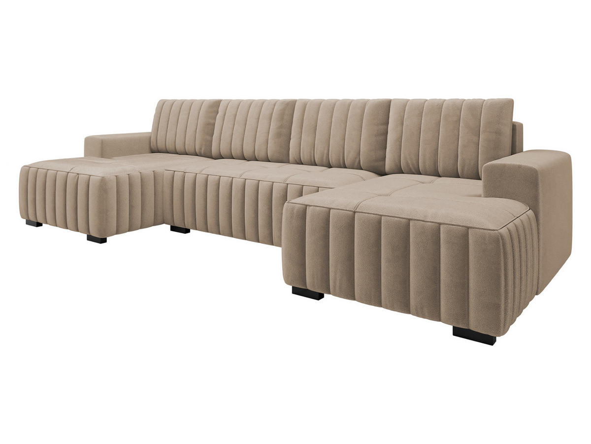 WOHNLANDSCHAFT Hugo U - Hellbraun/Braun, Holz/Textil (310/85/140cm) - MIRJAN24