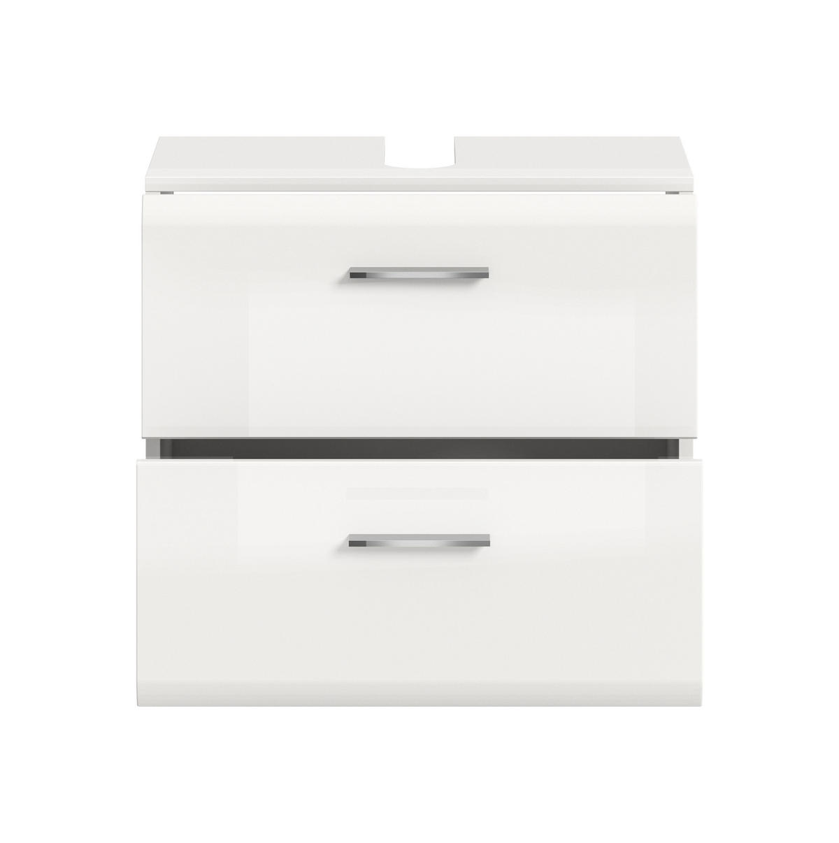 WASCHBECKENUNTERSCHRANK auf Rollen ICE (B/H/T: ca. 60/58/30 cm) in Weiß/weiß hochglanz - Weiß, Holzwerkstoff (60/58/30cm)