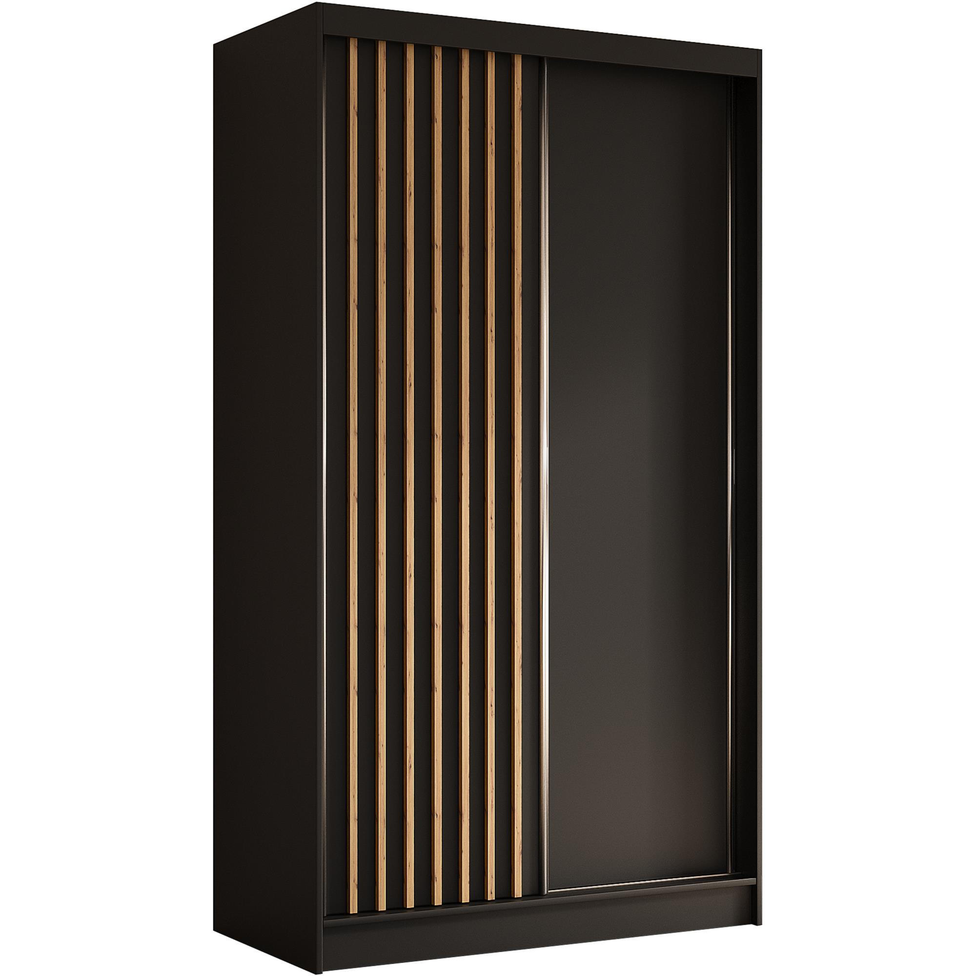 SCHWEBETÜRENSCHRANK Helios 120/216/61 schwarz+eiche Artisan mit Schubladen - Schwarz/Eiche Artisan, Holzwerkstoff (120/216/61cm) - Beautysofa