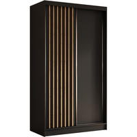 SCHWEBETÜRENSCHRANK Helios 120/216/61 schwarz+eiche Artisan mit Schubladen - Schwarz/Eiche Artisan, Holzwerkstoff (120/216/61cm) - Beautysofa