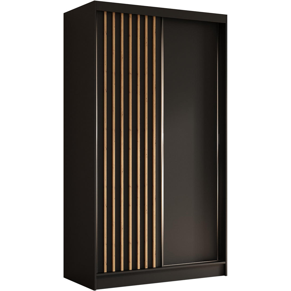 SCHWEBETÜRENSCHRANK Helios 120/216/61 schwarz+eiche Artisan mit Schubladen - Schwarz/Eiche Artisan, Holzwerkstoff (120/216/61cm) - Beautysofa
