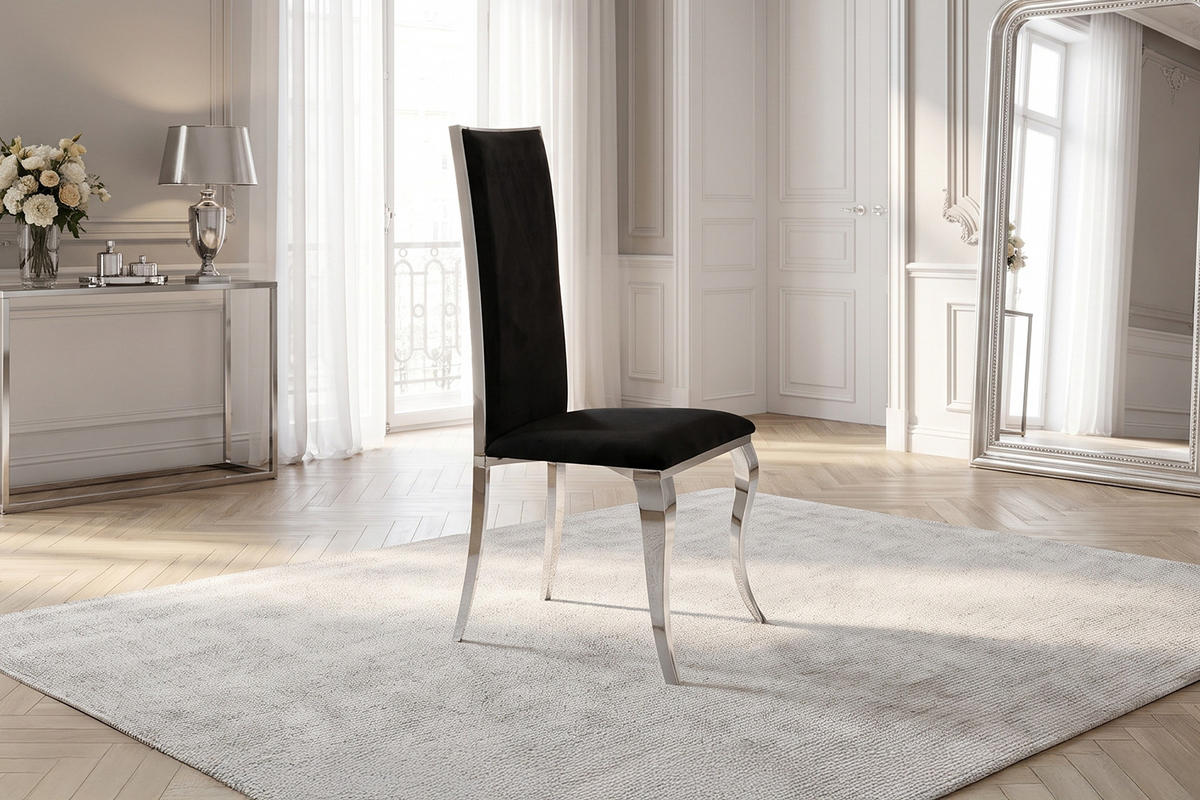 ESSZIMMERSTUHL MORA Schwarz Velvet (1er-Set) - Schwarz, Textil (48/109/57cm) - KAWOLA