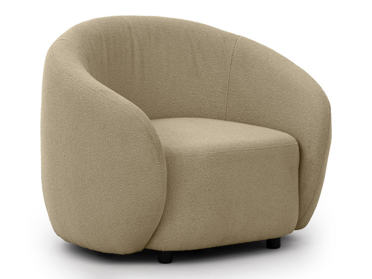 SESSEL Roundi Beige Bouclé - Beige/Schwarz, Holz/Kunststoff (90/76/80cm) - S-Style Möbel