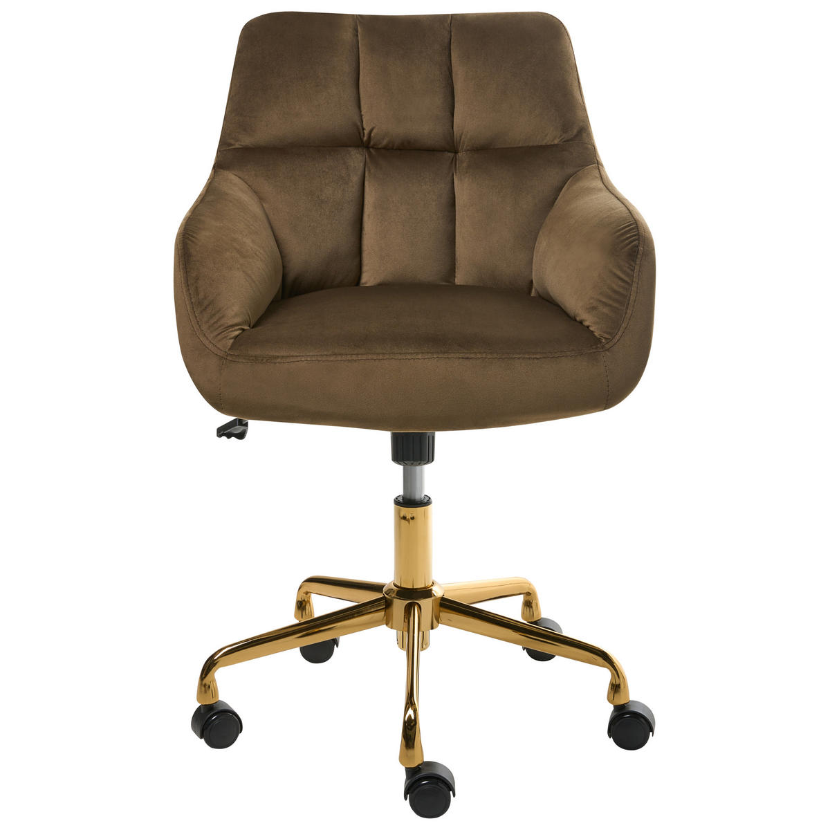 SCHREIBTISCHSTUHL Samtstoff Braun Palmdale - Braun, Textil (58/87/61cm) - Beliani