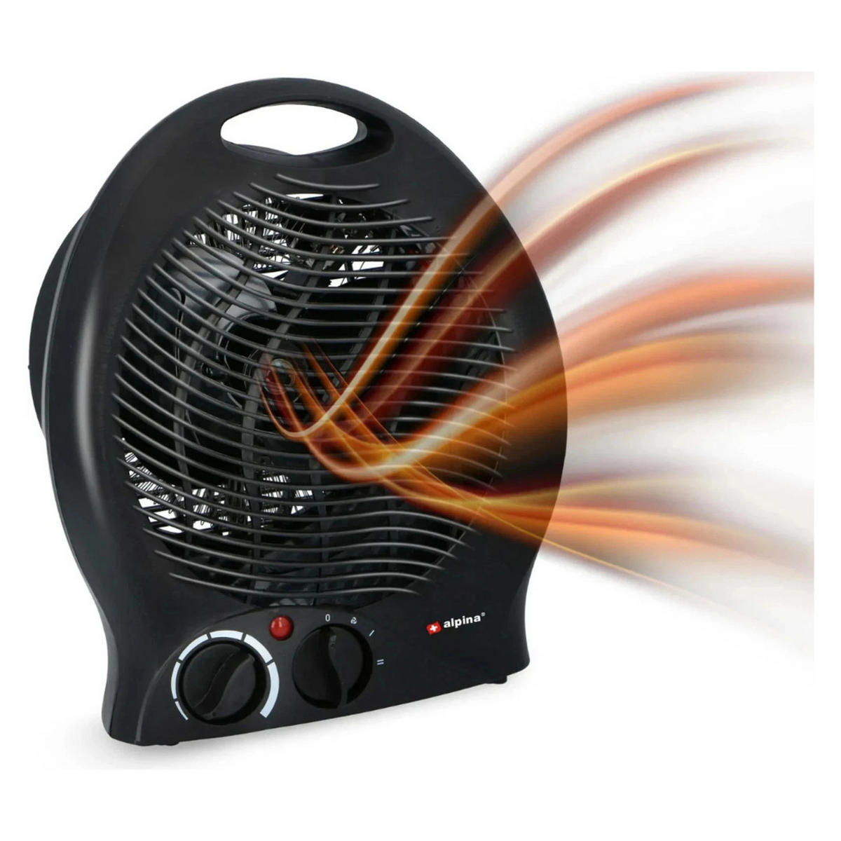 HEIZLÜFTER LQ801 Schwarz 2000W Thermostat, Elektroheizung, Heizgerät, Schnellheizer, Raumheizer, Heizlüfter Tragbar, Ventilatorfunktion, Innenraumheiz - Schwarz, Kunststoff (22/29/13cm) - Alpina