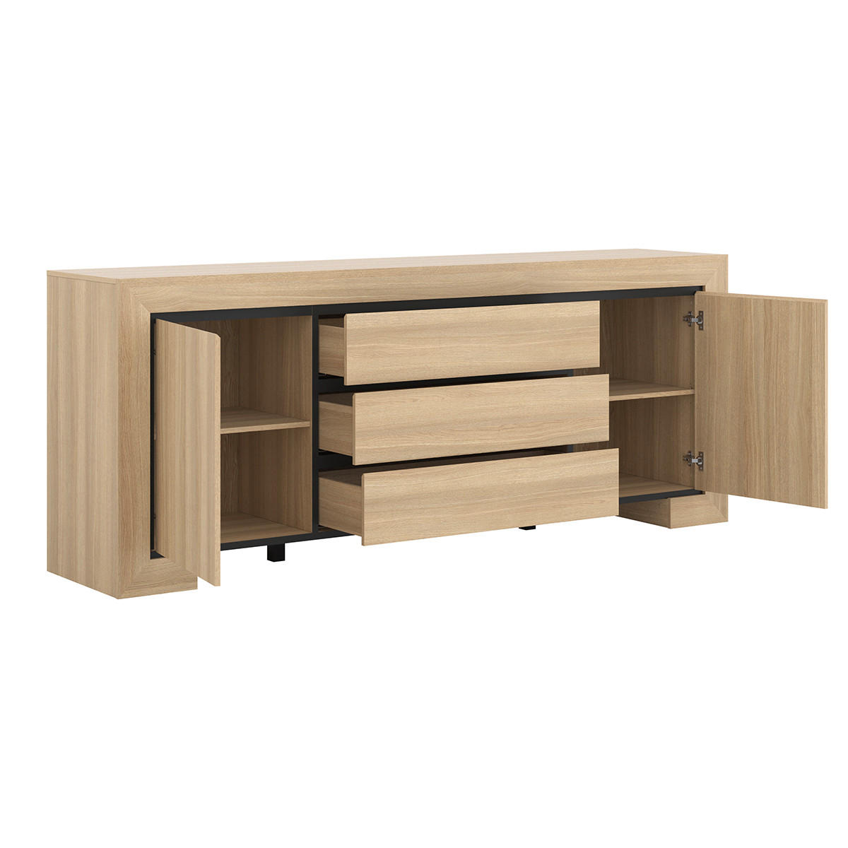 SIDEBOARD Lucius Holz und Schwarz - Schwarz, Holzwerkstoff (225/90/48cm) - Petits-meubles