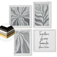 WANDBILDER 4er-Set - 50x50 cm & 40x60 cm Weißer Rahmen - Illustrationen mit floralen Pastellmustern - Weiß, Kunststoff (50/50cm) - ArtPrintCave
