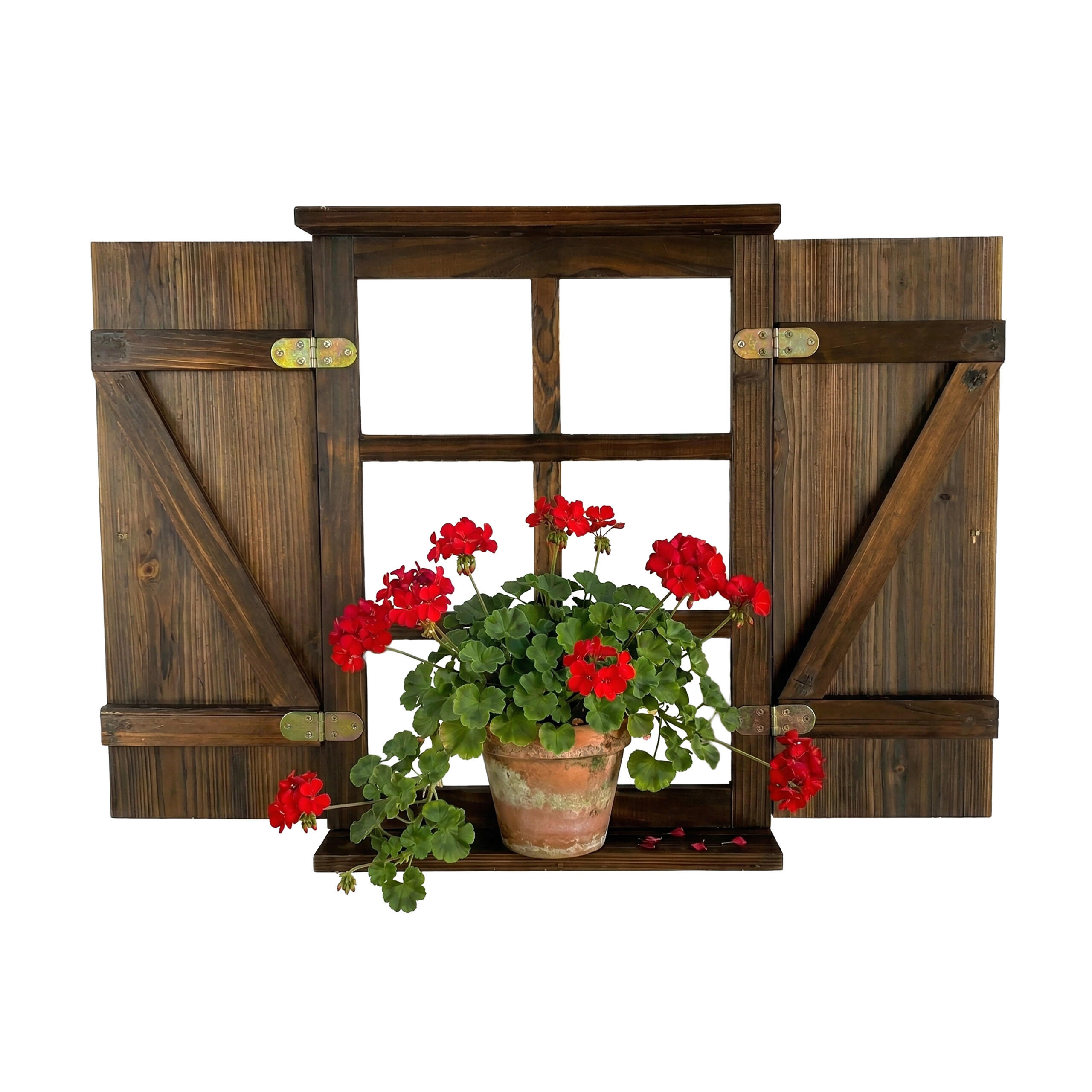 DEKORATIVNA okna - rjava, les (45/63/9.5cm) - Relaxdays