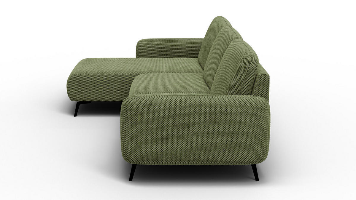 ECKSOFA FEBE 4-Sitzer links, olivgrün - Schwarz/Olivgrün, Holz/Textil (264/157cm) - Courtois Laville