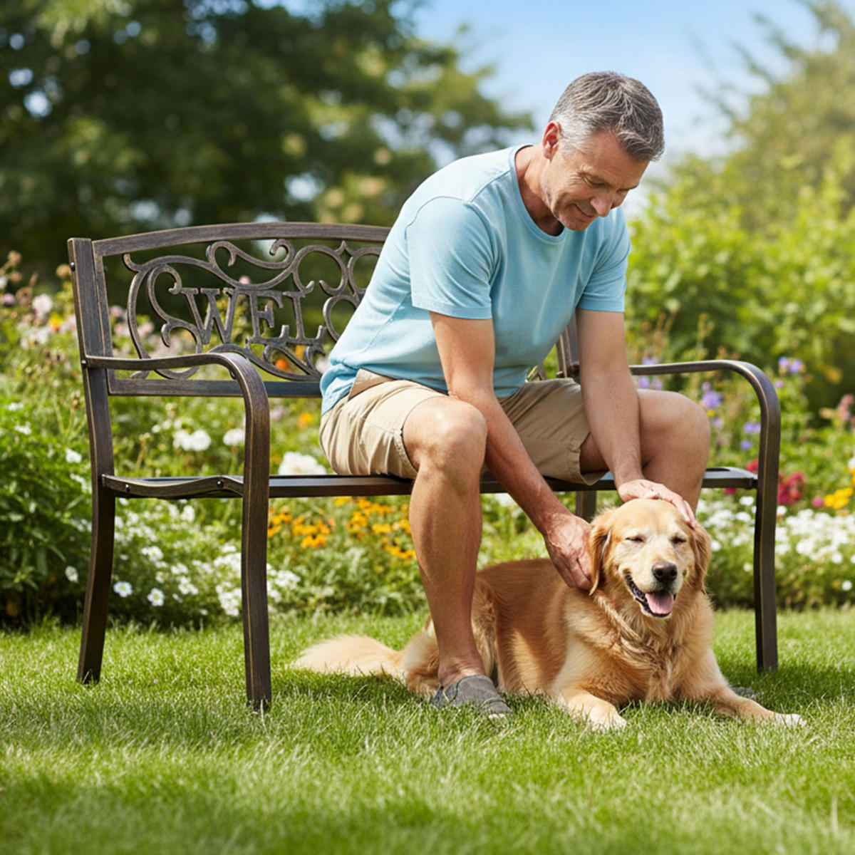 GARTENBANK IRYS Braun 127 x 86 x 62 cm - Braun, Metall (127/86/62cm) - Akord