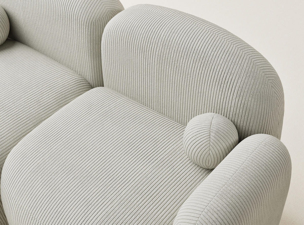 ECKSOFA Bahama Creme Samtstoff - Links Seite - Hellgrau/Schwarz, Holz/Holzwerkstoff (146/190cm) - Maison de Reve