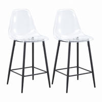 BARHOCKER 2er-Set transparent mit Metallgestell Schwarz - Schwarz, Metall (45/102/51cm) - Meubliv