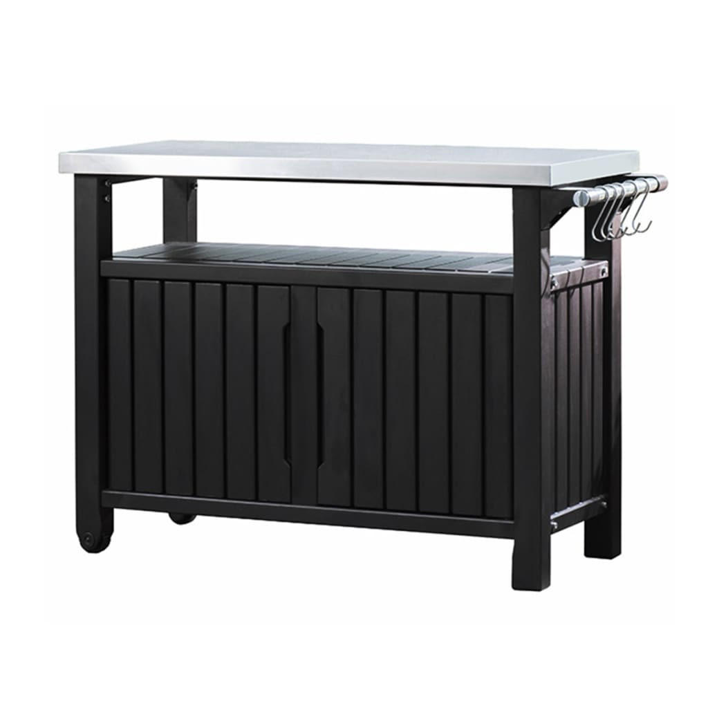GARTENTISCH Für Grill Unity Multifunktional Xl Holzoptik - Graphitfarben, Kunststoff (54/123.7/90cm) - Keter