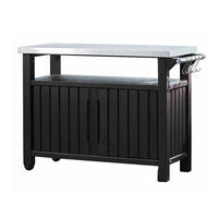 GARTENTISCH Für Grill Unity Multifunktional Xl Holzoptik - Graphitfarben, Kunststoff (54/123.7/90cm) - Keter