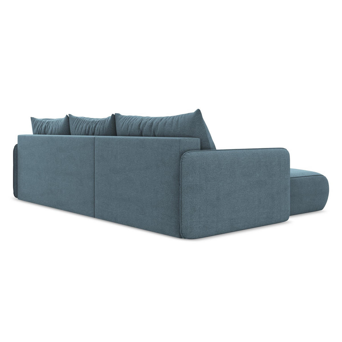 ECKSOFA mit Schlaffunktion Strukturstoff Stoff Blau - Blau/Schwarz, Kunststoff/Textil (148/240cm) - LaMiaSofa