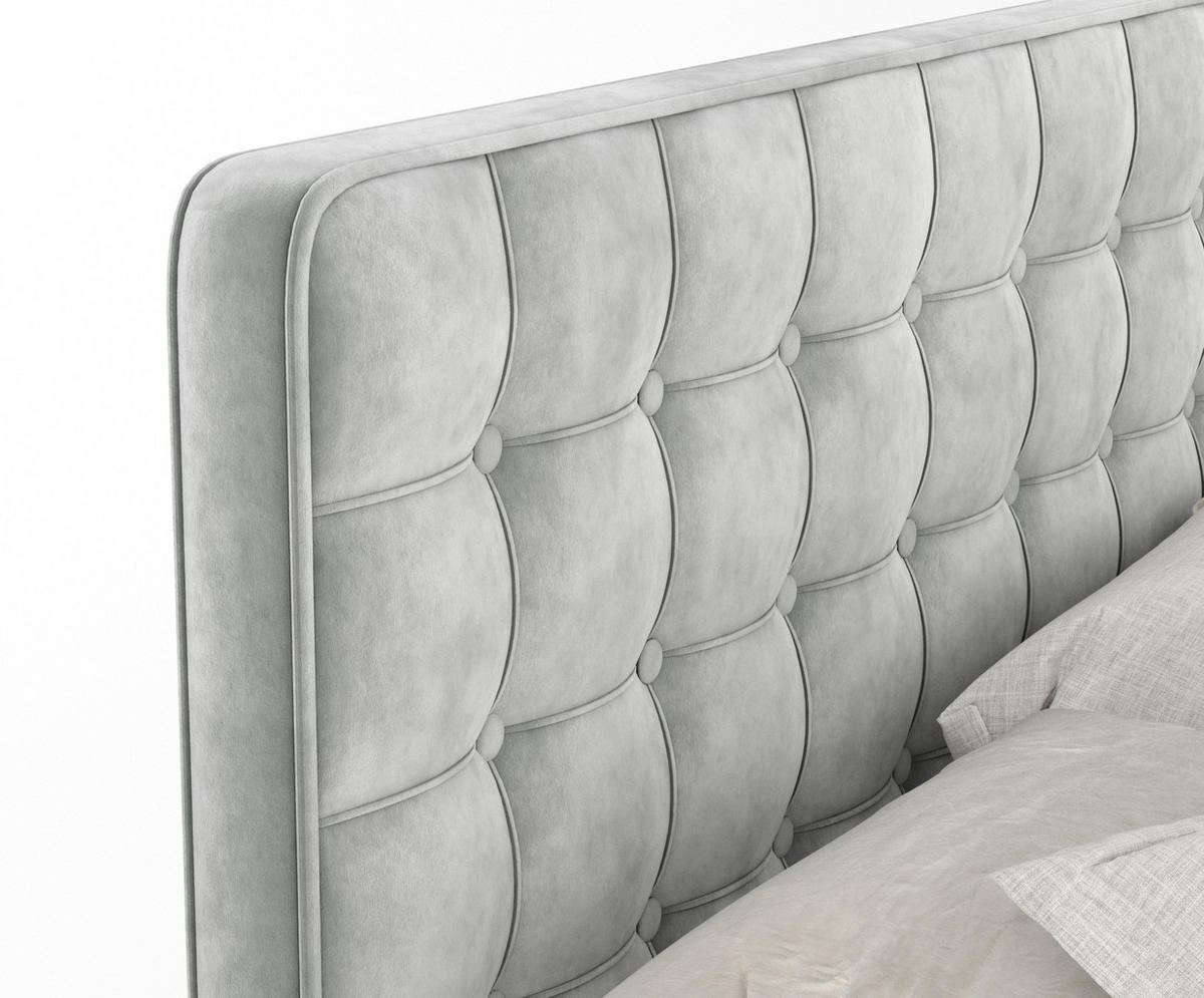 BOXSPRINGBETT Velouria Hellgrau 140/200 cm - Hellgrau/Schwarz, Holz/Holzwerkstoff (140/200cm) - Maison de Reve