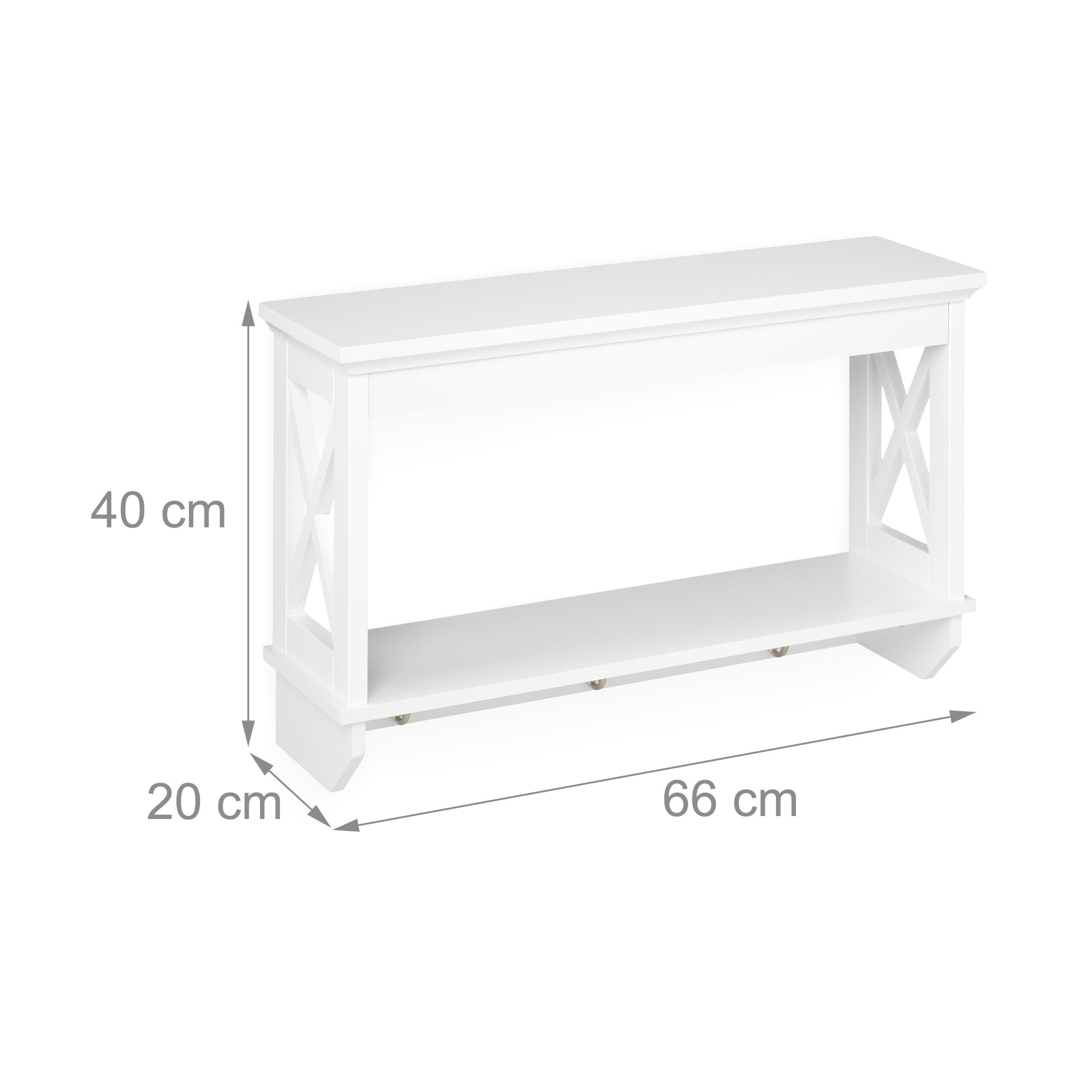 Thumbnail - Relaxdays Wandregal, Weiß, Metall, 66x40x20 cm, Wohnzimmer, Regale, Wandregale