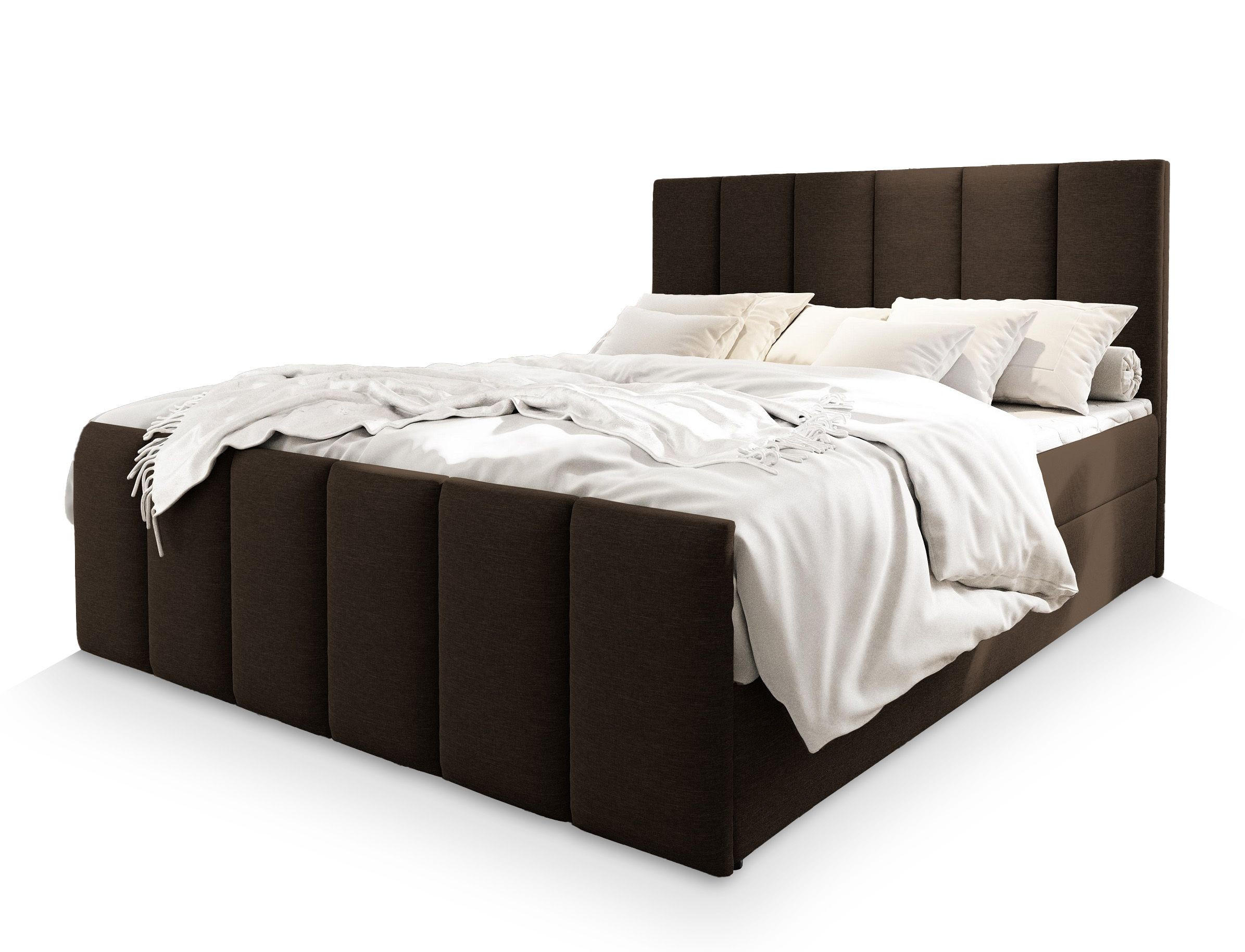 BOXBETT LAGO 180x200 cm mit Matratze und Topper - Braun - Braun, Holz (180/200cm) - MASSENO