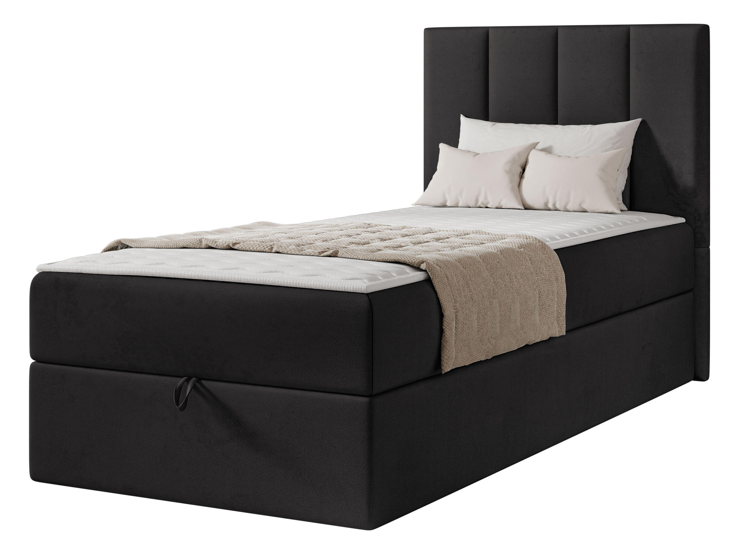 BOXBETT Rebos Single - H3 - Schwarz, Holz/Textil (100/200cm) - MIRJAN24