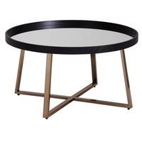 COUCHTISCH Rund in Gold, Material aus Metall und Glas, 78x42,5 cm - Goldfarben/Schwarz, Glas/Metall (78/78/42cm) - KADIMA DESIGN