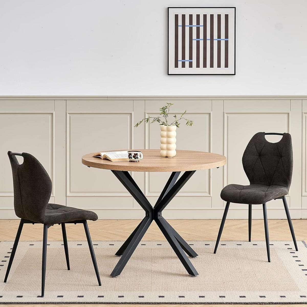 ESSZIMMERSTUHL 2er-Set Stoff Schwarz - Anthrazit, Textil (44/86/48cm)