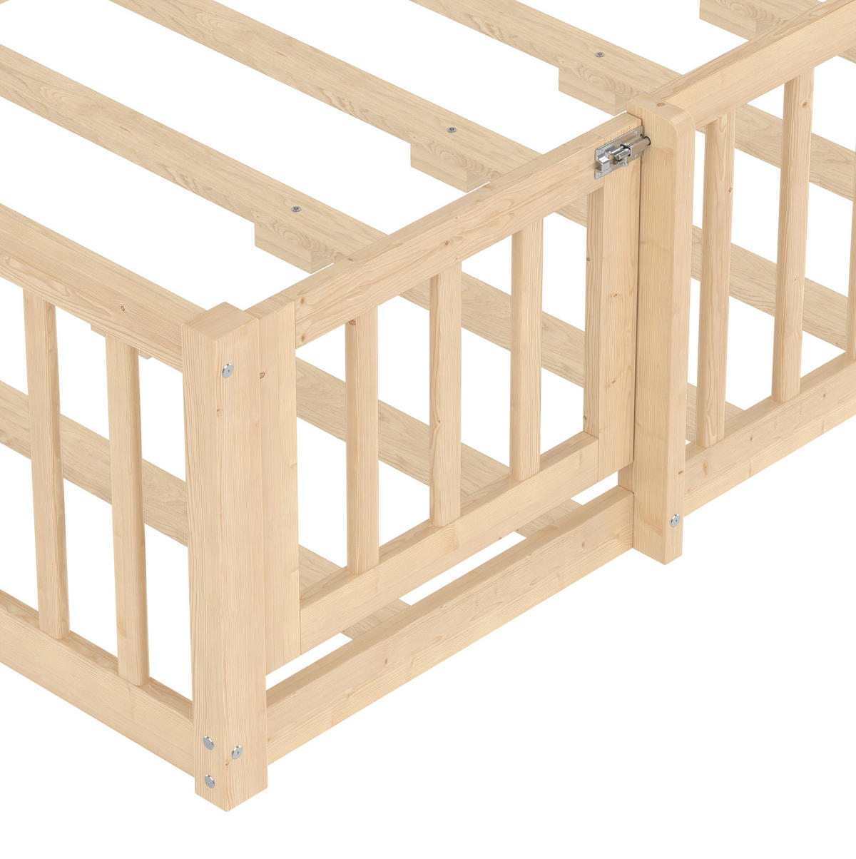 POLSTERBETT 140/190 cm Natur aus Kiefernholz und MDF mit Geländer - Naturfarben, Holz (140/190cm) - OKMYHOME