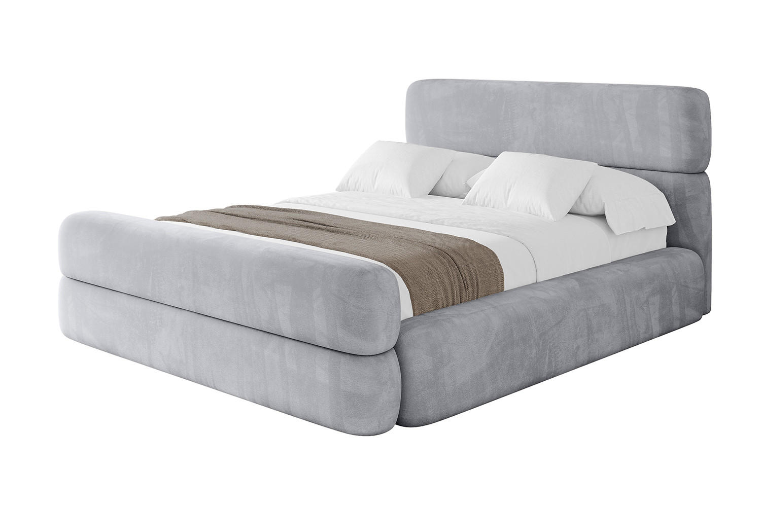 POLSTERBETT mit Bettkasten, Fußteil und Lattenrost, Boxbett ohne Matratze - ENORA-Z 180x200 Hellgrau - Hellgrau, Holzwerkstoff/Textil (180/200cm) - ALTDECOR