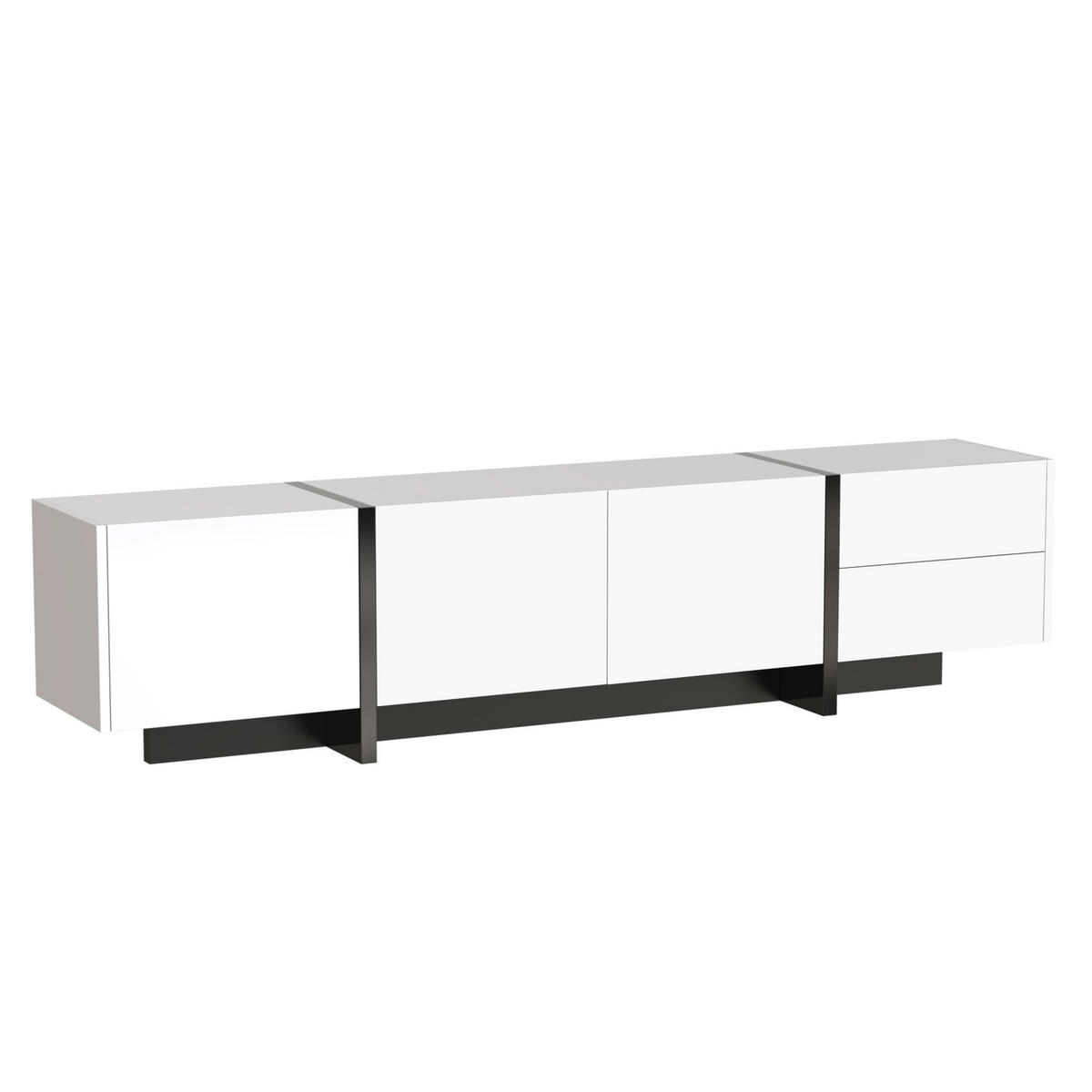 TV-BOARD Weiß und Schwarz 190/35/45 cm - Weiß, Holzwerkstoff (190/45/35cm) - PANGIVO