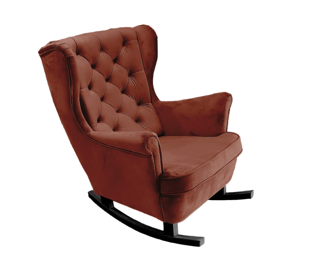 SCHAUKELSESSEL mit gepolstertem Sitz und Armlehnen, 102x81x95 cm, Burgunderrot_29833 - Kirschbaumfarben/Schwarz, Holz/Textil (81/102/95cm) - DomoHome